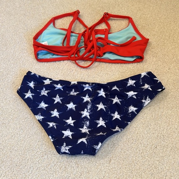 Bathing suit with red top and Star Print Bottoms - Picture 2 of 2